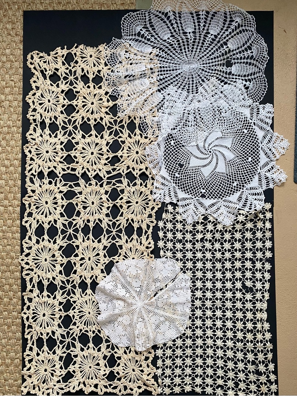 5 Vintage Crochet Lace Doilies for Crafts